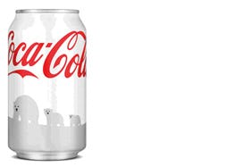 Rood blikje Coca-Cola wordt wit