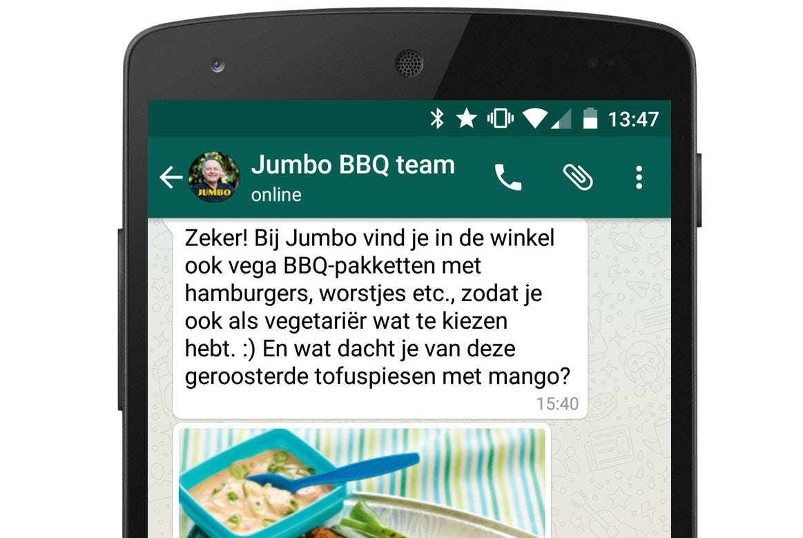 Jumbo lanceert bbq-service via Whatsapp