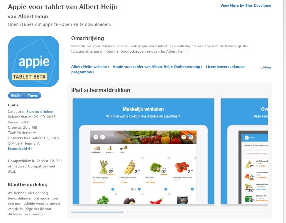 Appie-app voor iPad