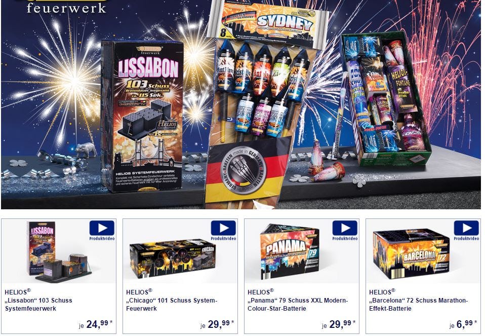 Vuurwerkreclame op website van Aldi Süd