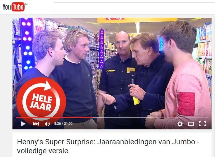 Hennie Huisman promoot jaaraanbiedingen Jumbo