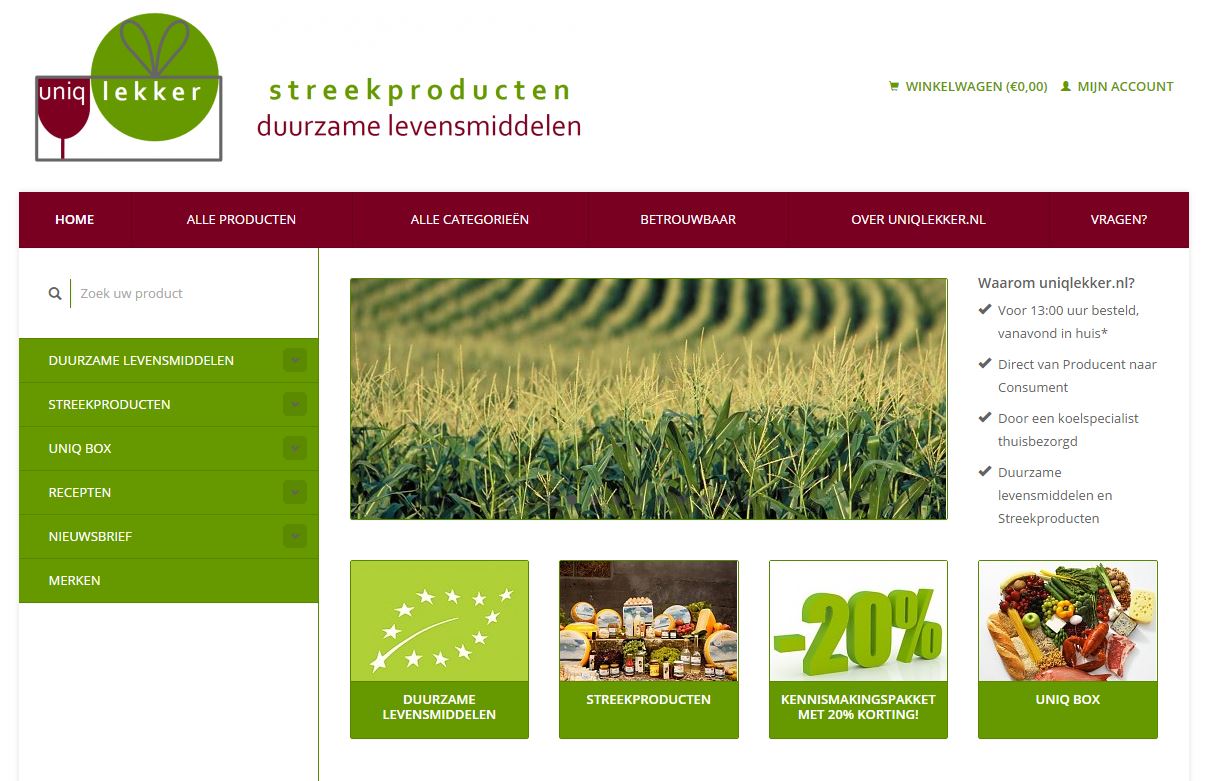 Uniqlekker.nl start met thuisbezorgen van voedingsmiddelen en maaltijdboxen.