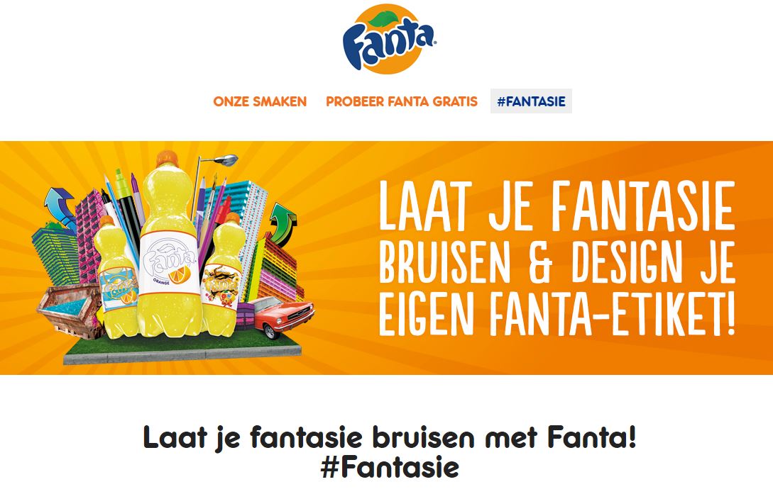 Fanta roept consumenetn op om zelf een etiket te ontwerpen.
