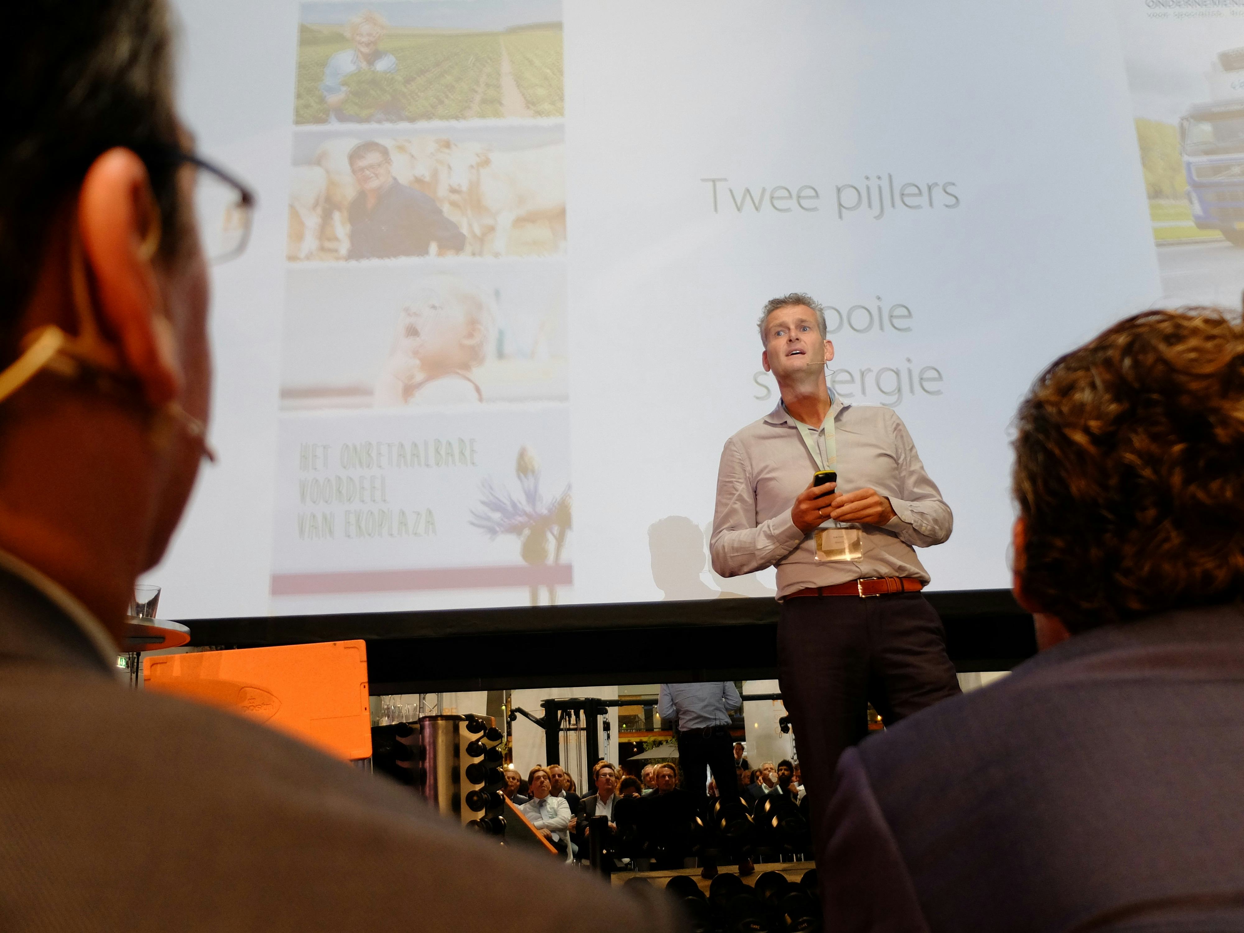 Erik Does tijdens het PostNL-event The Future of Food Commerce in Amsterdam.