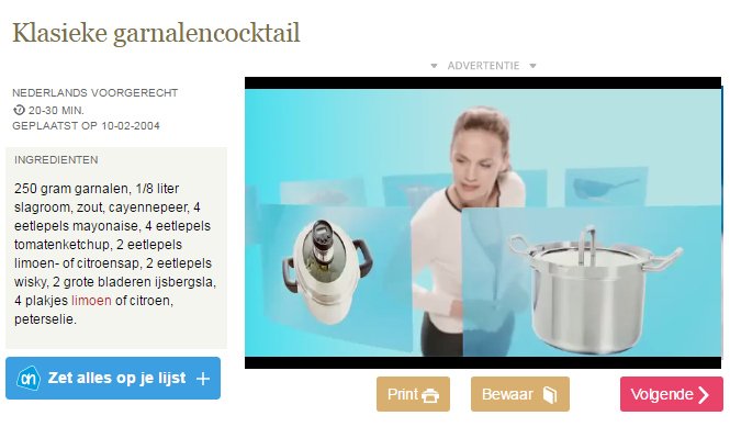 De bestelknop van Albert Heijn bij Smulweb. Screenshot: Distrifood