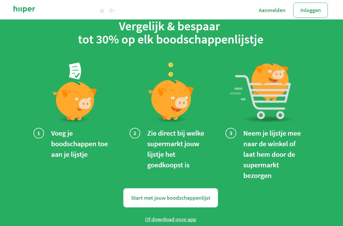 De prijsvergelijkende app en website Hiiper