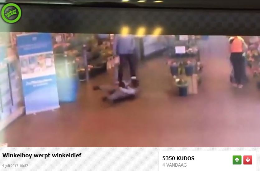 AH'er vloert winkeldief met judoworp. Foto: video Dumpert.