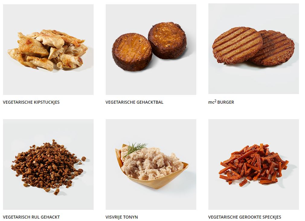 Enkele van de producten van de Vegetarische slager waarvan de namen misleidend zouden zijn.