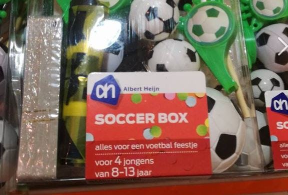 de Soccer Box die door AH uit de schappen is gehaald. Foto: Facebook
