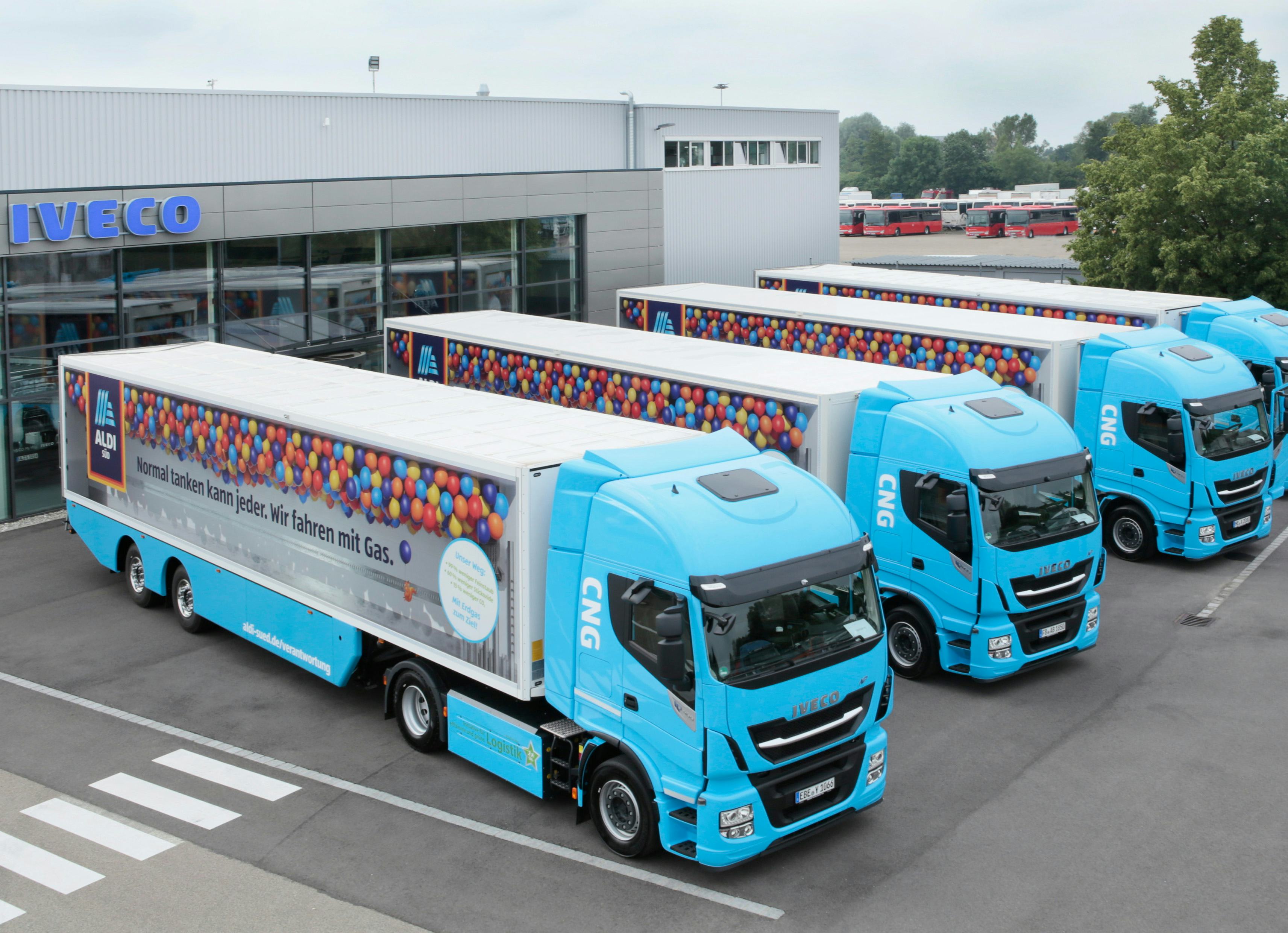 Aldi Süd houdt een test met vrachtwagens die rijden op aardgas. Foto: Aldi Süd