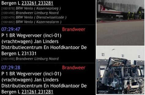 De brandweer plaatste foto's van de brand bij Jan Linders op Facebook. Foto: Facebook, Brandweer Limburg Noord