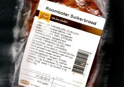 Het Roomboter Suikerbrood van Jan Linders bevat mogelijk glas. Foto: Jan Linders