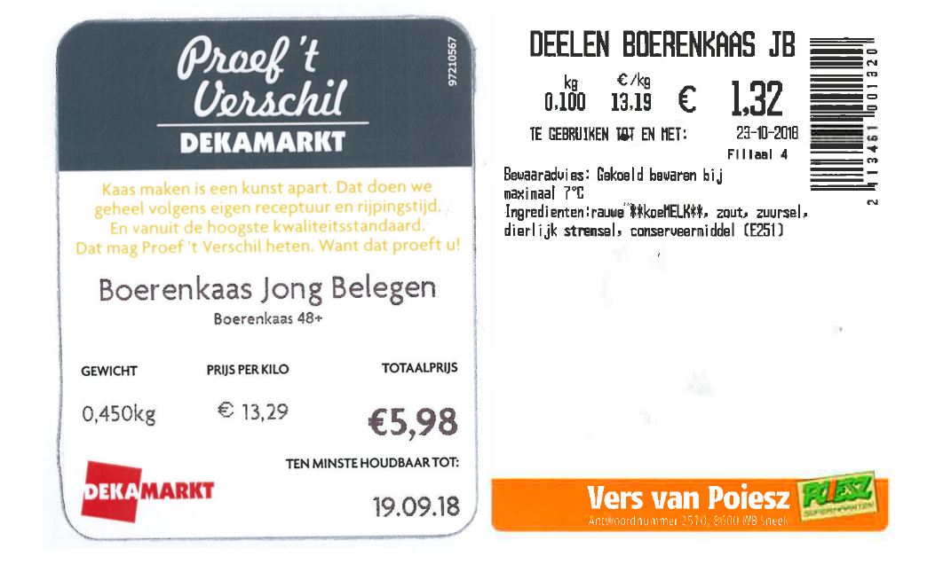 Poiesz en Dekamarkt roepen kaas terug.