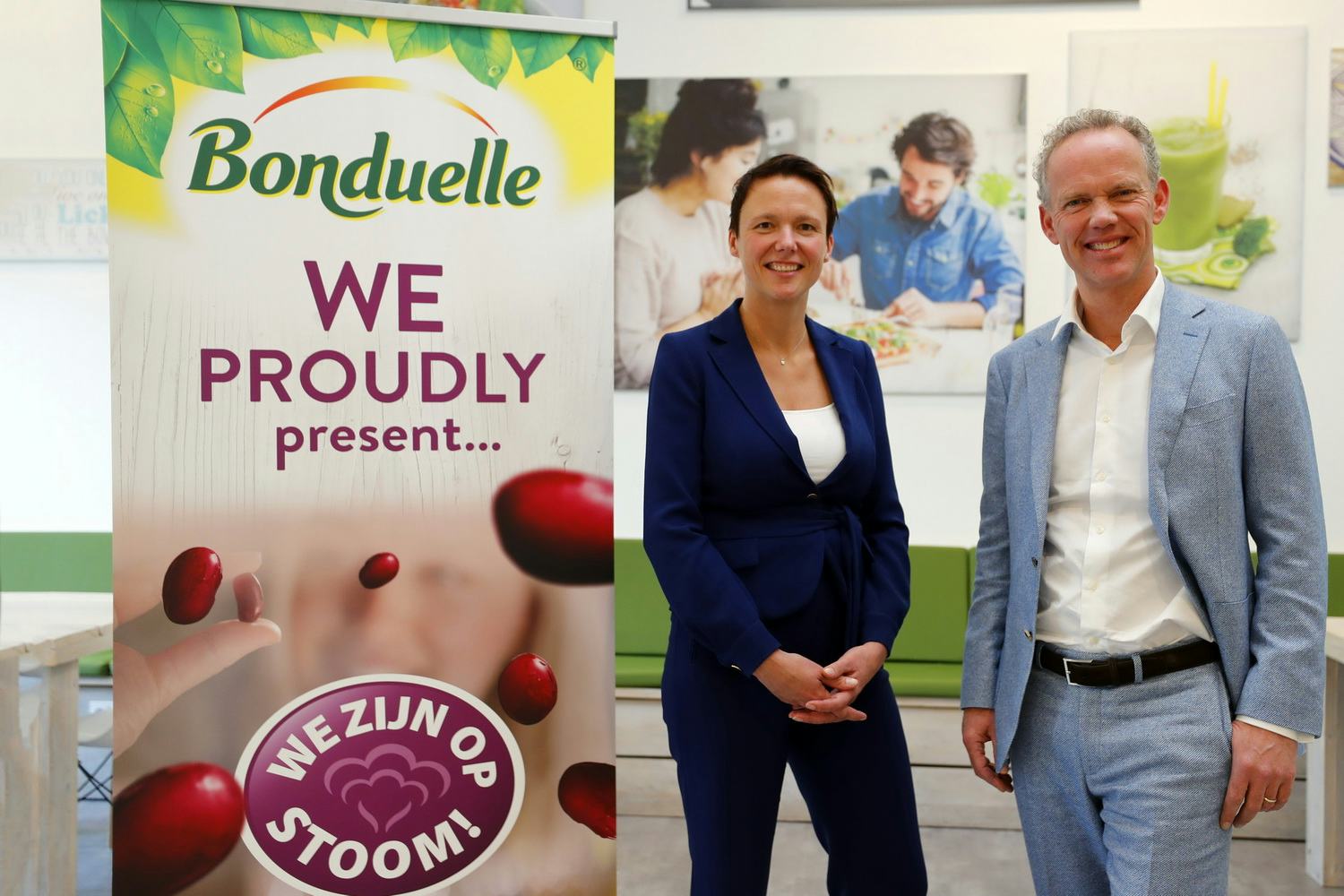 Commercieel directeur Ilonka Audenaerde en general manager Europa Arno van Dongen van Bonduelle. 