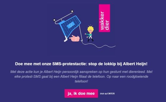Wakker Dier bombardeert AH met 'telefoontjes'