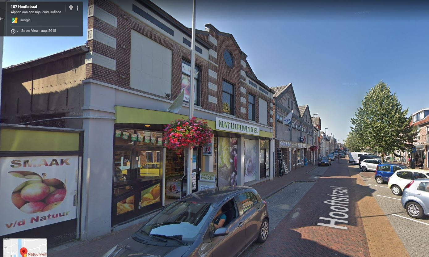 De inmiddels gesloten vestiging van Natuurwinkel in Alphen aan den Rijn. Foto: Google Streetview.