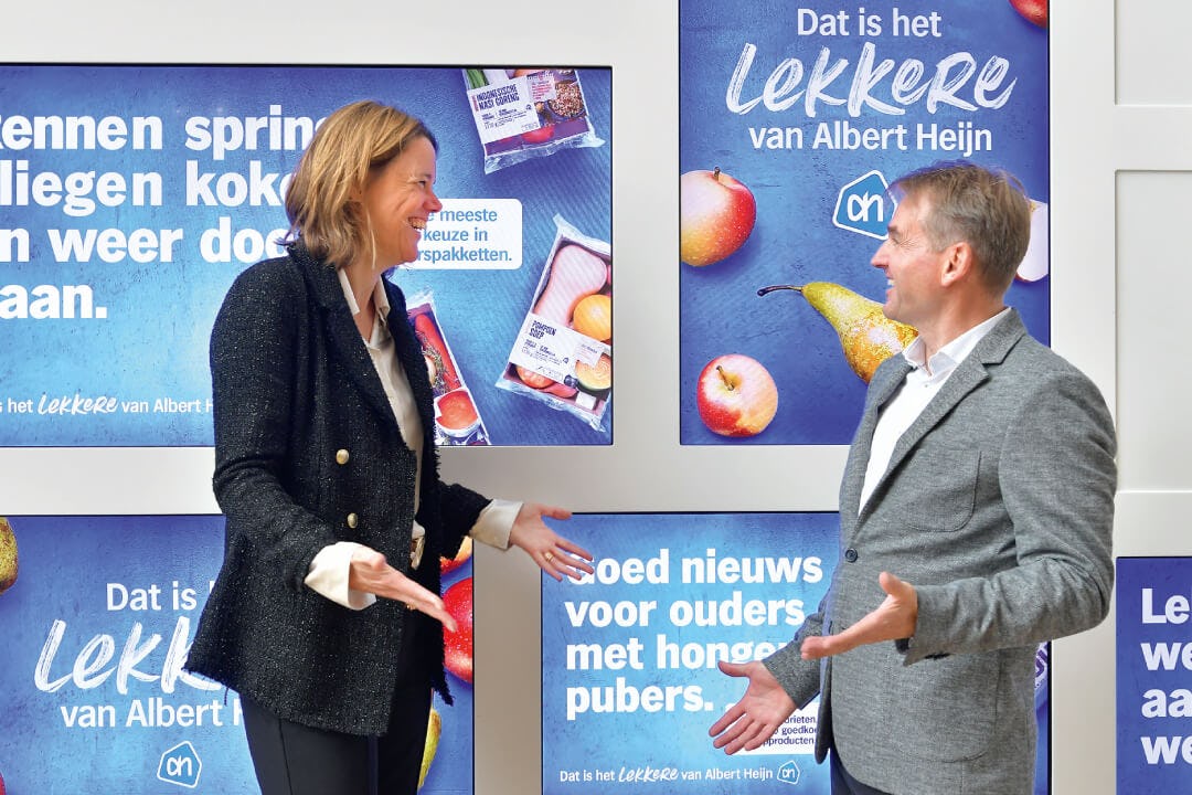 Marit van Egmond en Johan van der Zanden over de nieuwe AH-campagne Foto: Cor Salverius