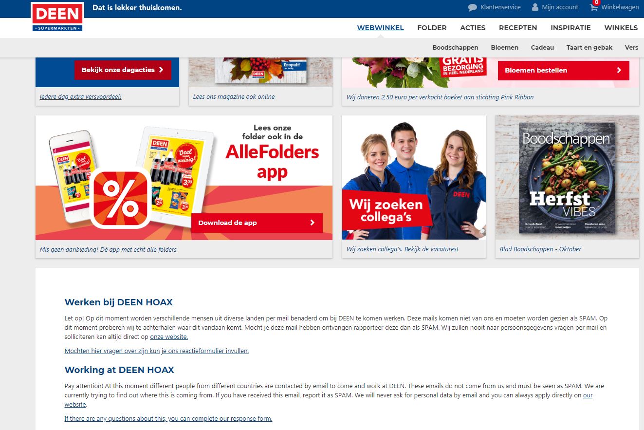 Deen waarschuwt voor e-mail-hoax