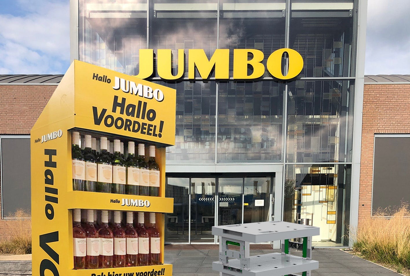 Jumbo zet herbruikbare displays in