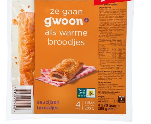 G'woon saucijzenbroodjes. Bron: Coop.nl