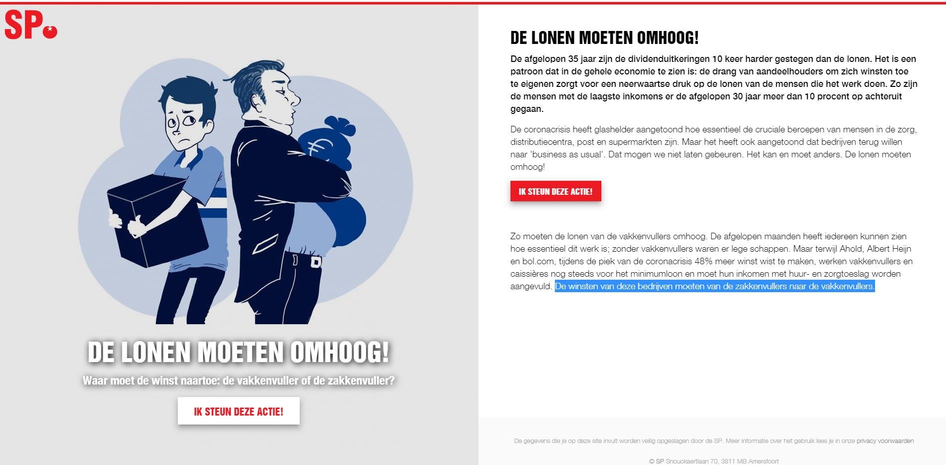 De SP eist een hoger loon voor supermarktmedewerkers.