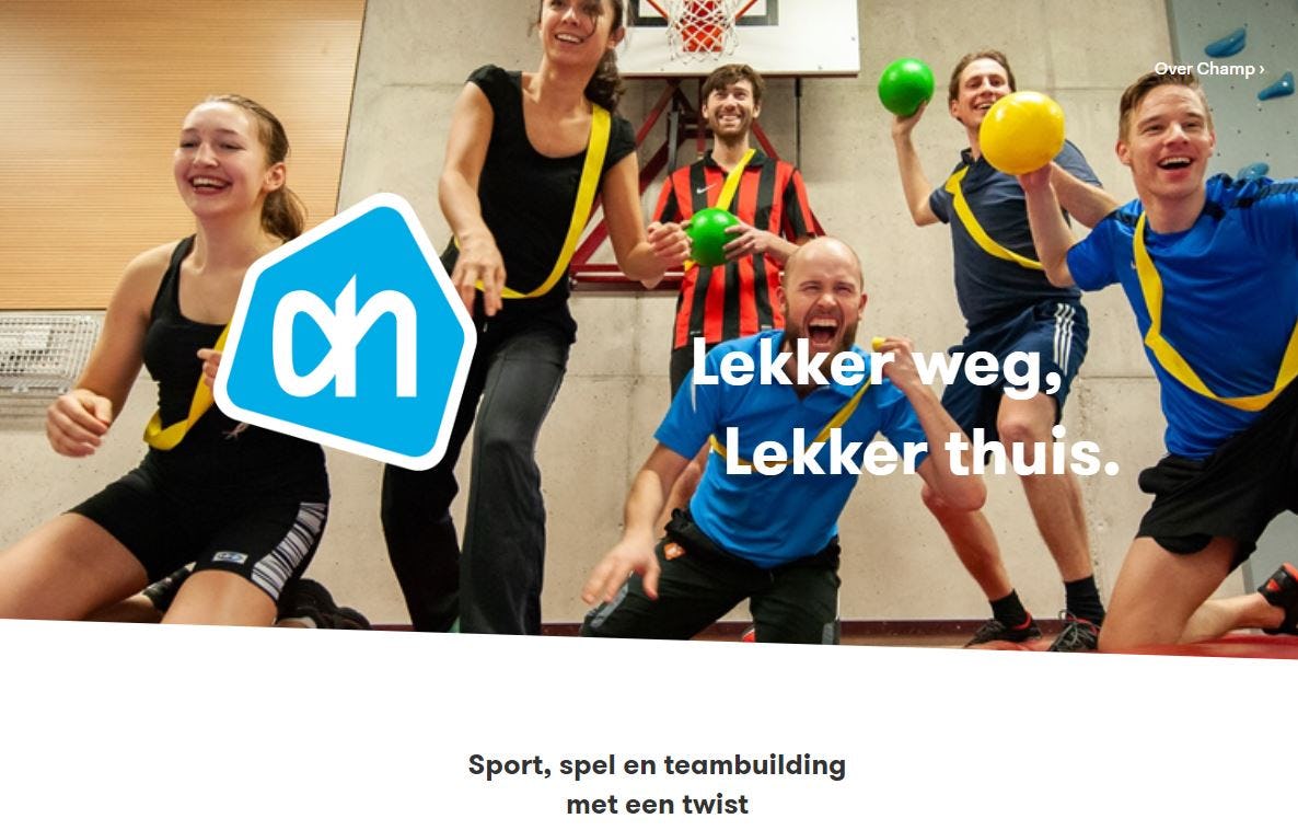 Beeld uit de website van Champ waarin het platform clubs werft voor de acties.