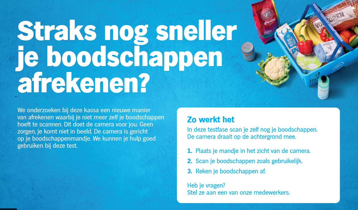 Klanten krijgen bij het Scan&Go-meubel tekst en uitleg over de test.