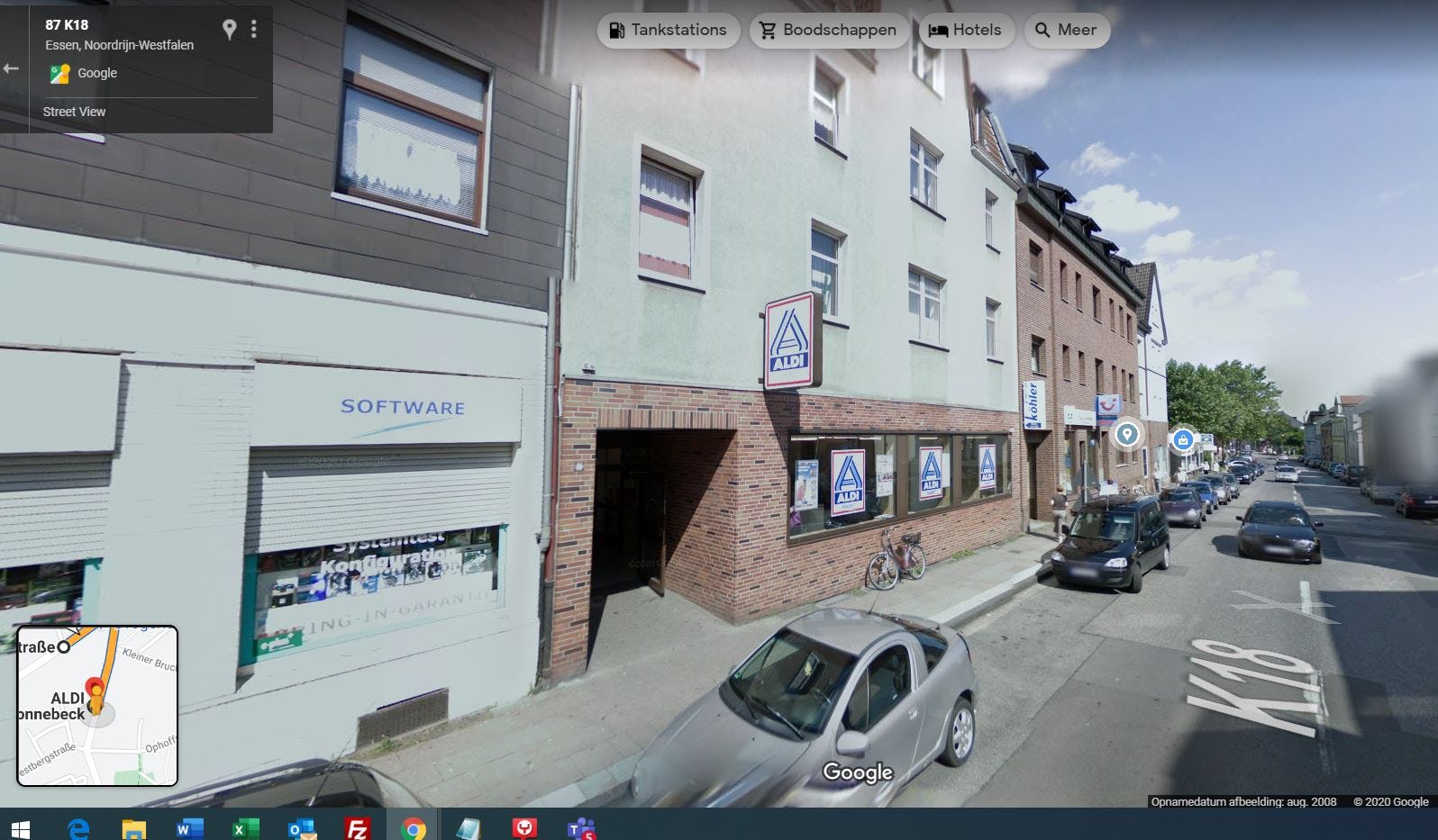 Aldi Huessstrasse, het allereerste filiaal van de keten. Foto: google Streetview.