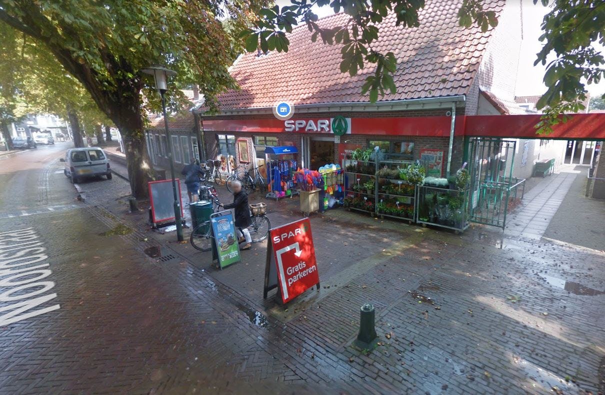 De Spar waar nu een Aldi is gevestigd in Burgh-Haamstede. Bron: Google Streetview