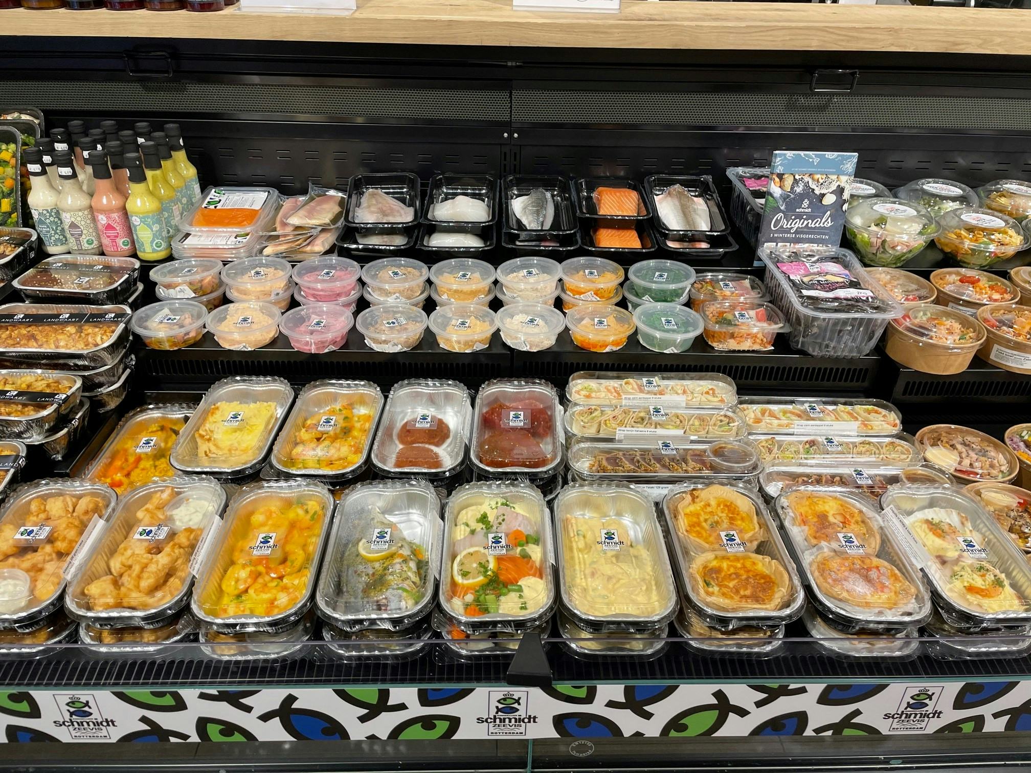 Het assortiment traiteursproducten van Schmidt Zeevis bij Jumbo Bobeldijk. Foto: Jumbo Bobeldijk.