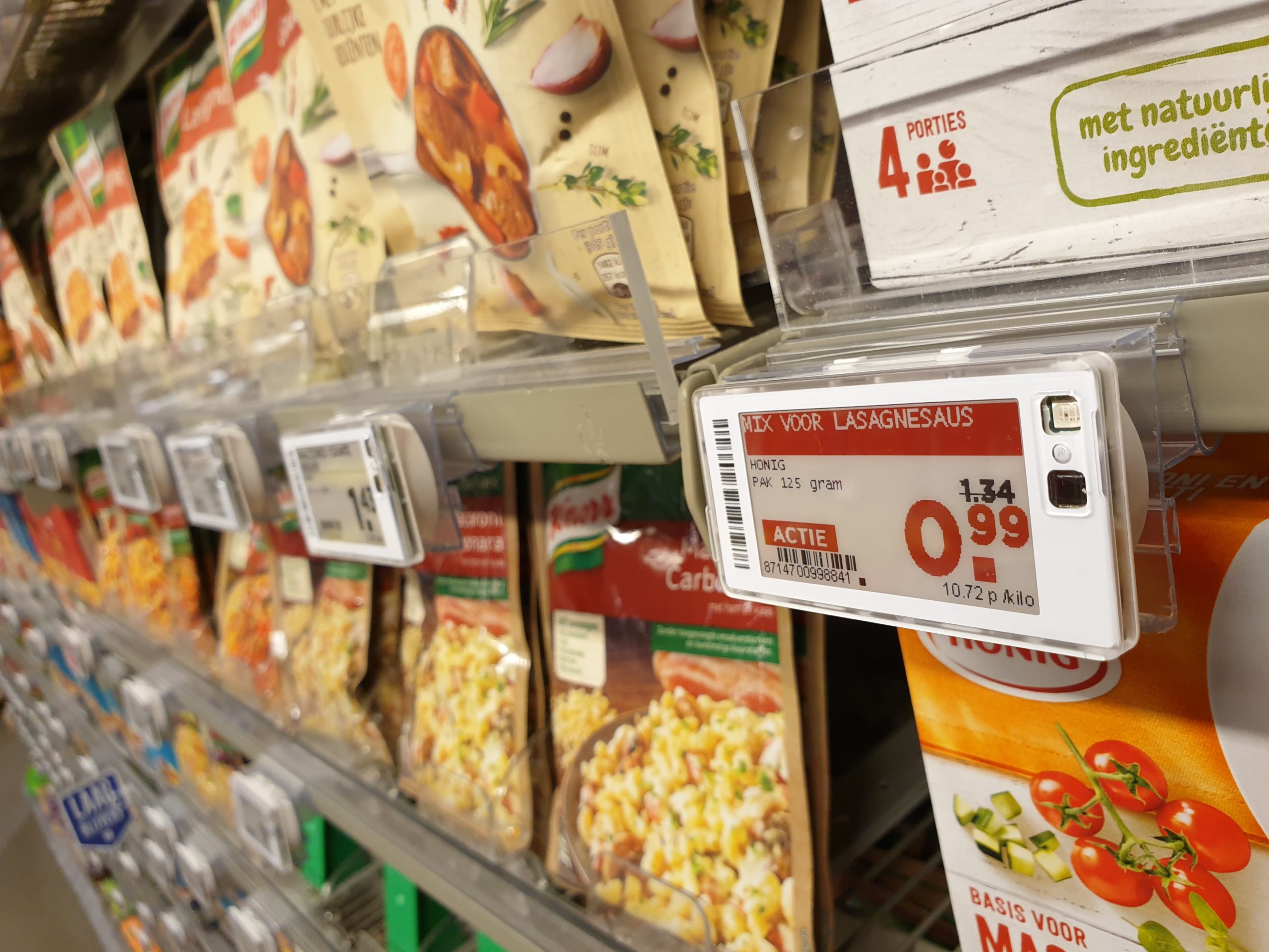 Elektronische schaplabels bij Plus. Foto:Distrifood