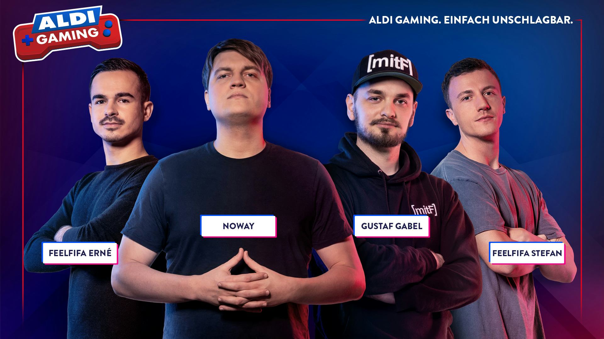 De vier populaire gamers. Foto: ALDI Einkauf GmbH & Co.