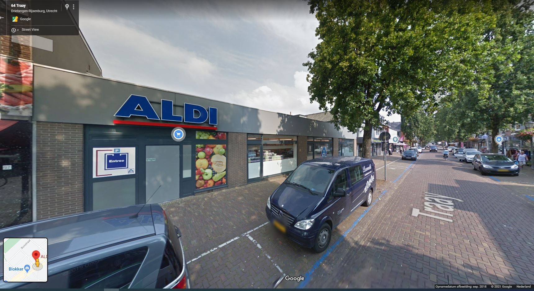 De huidige Aldi aan de Traaij in Driebergen. Foto: Google Streetview.