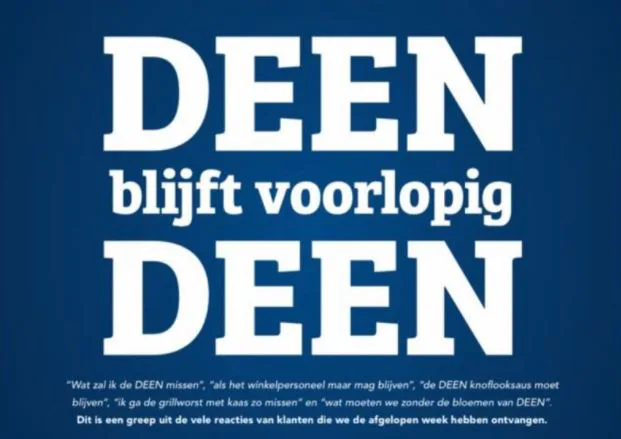 Deen-advertentie: Deen blijft voorlopig Deen