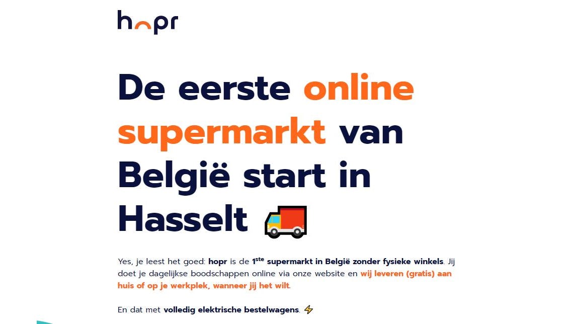 Screenshot Hopr.be, 15 april 2021