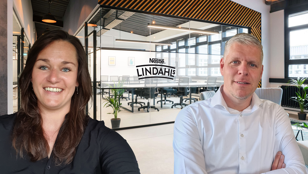 Accountmanager Martine Sloot en sales director Roderic Mouthaan van Lactalis-Nestlé Nederland.
