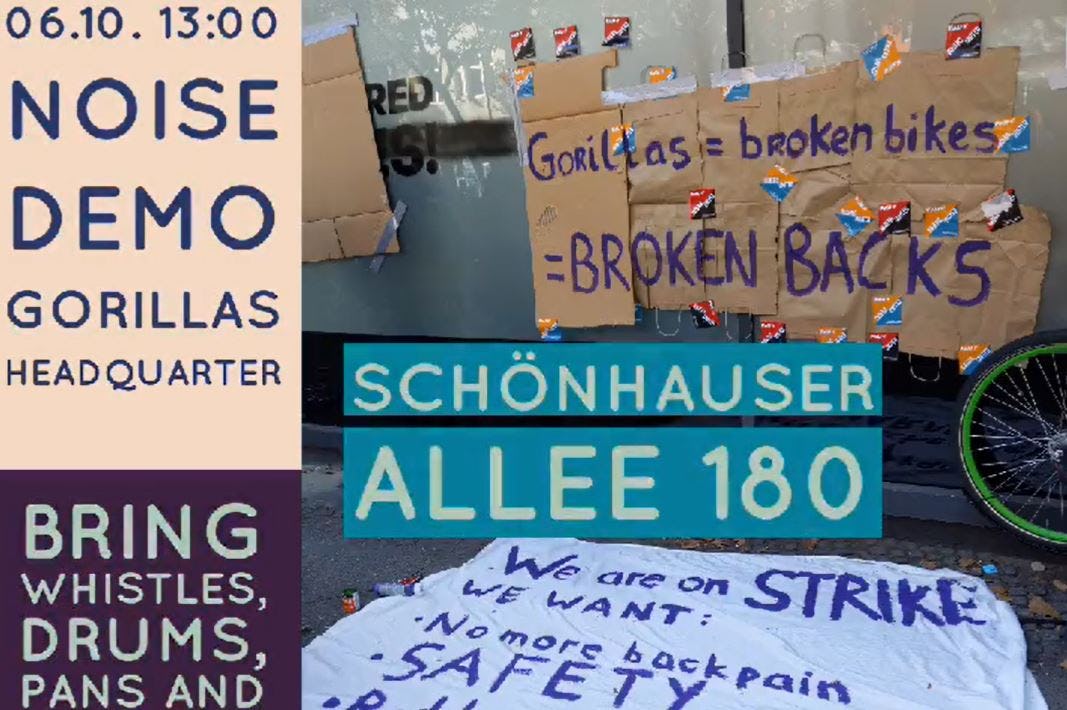Protesten bij Gorillas in Berlijn. Bron: Gorillas Worker’s Collective/Twitter