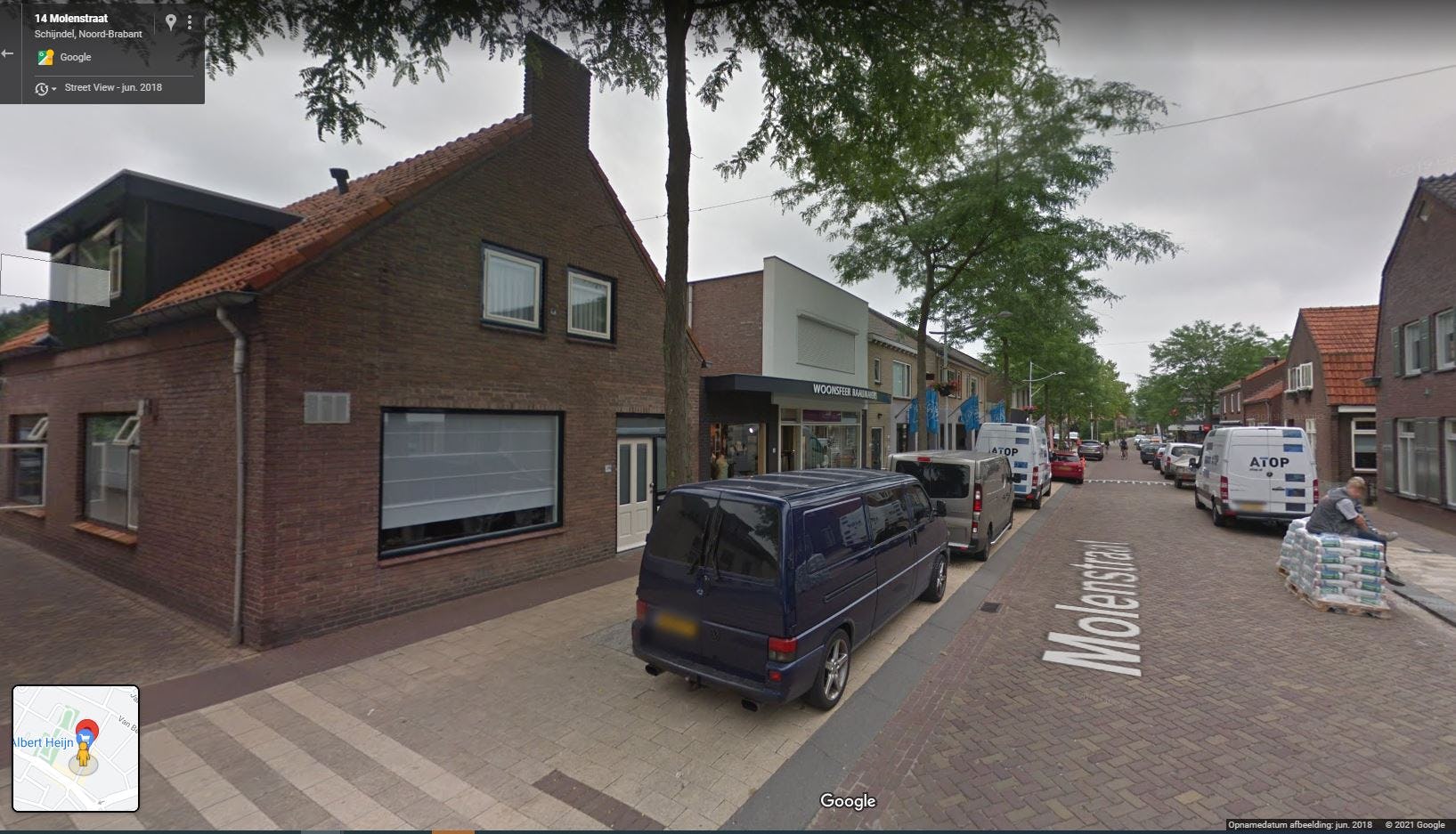 Albert Heijn Molenstraat in Schijndel krijgt eigen parkeerterrein. Foto: Google Streetview.