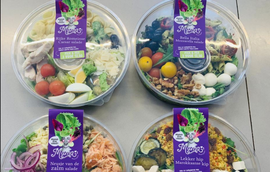 De maaltijdsalades van mama's maaltijden liggen vanaf week 3 in het schap. Foto: Mama's maaltijden