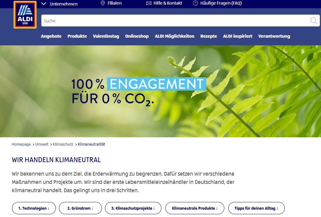 Beeld. Website Aldi Süd