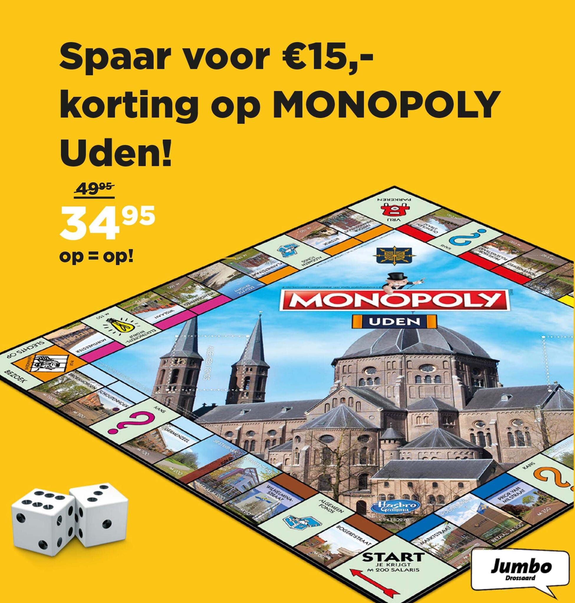 Een advertentie van Jumbo Uden. die een lokaal Monopoly-spel lanceerde. Foto: Jumbo 