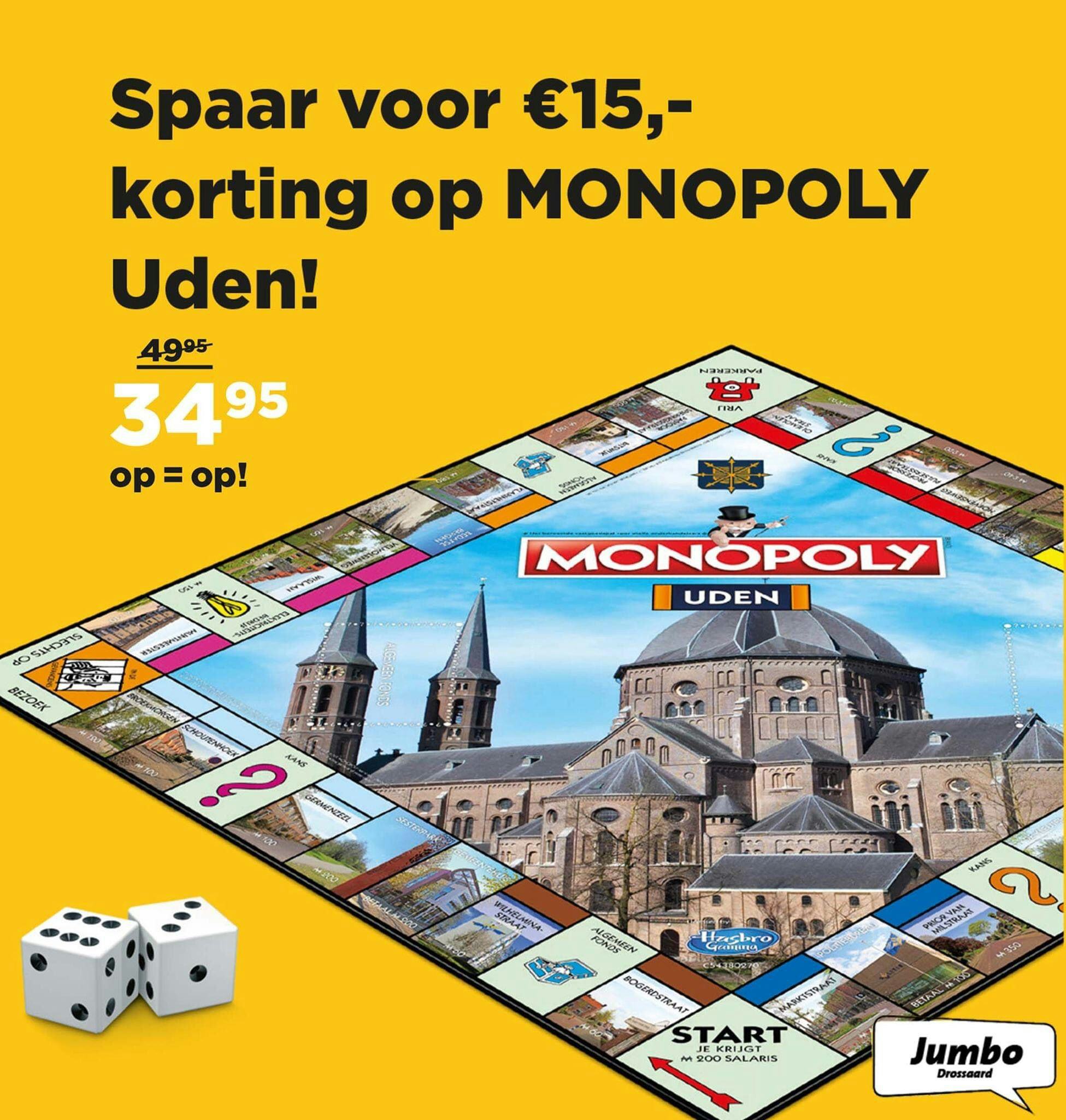 Een advertentie van Jumbo Uden. die een lokaal Monopoly-spel lanceerde. Foto: Jumbo