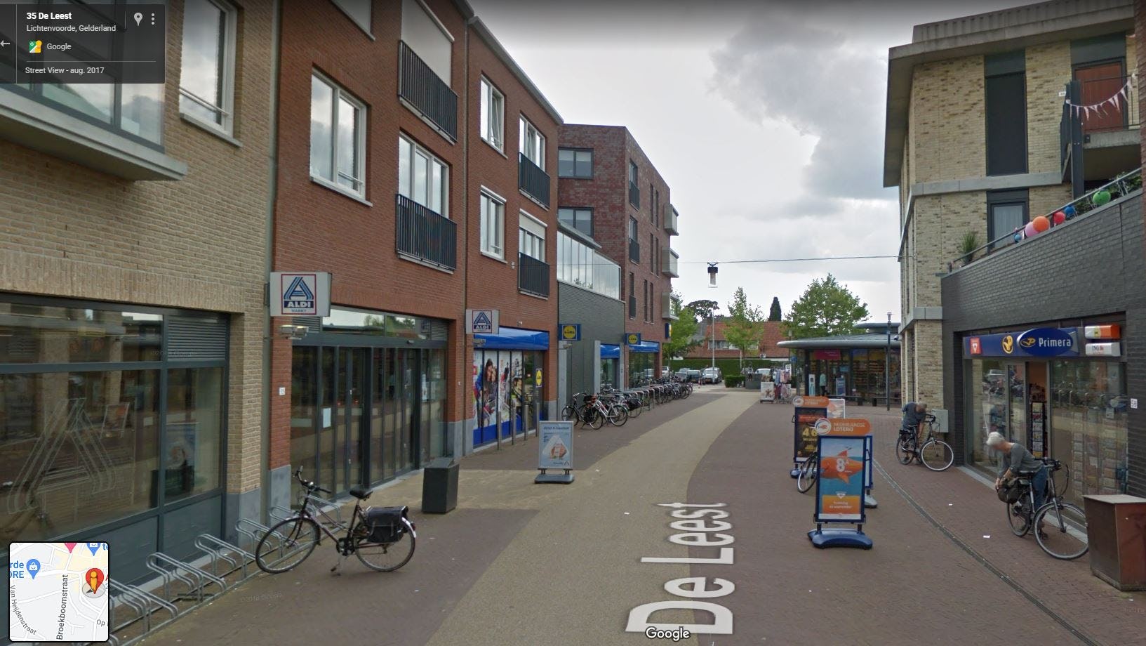 De huidige locatie van Aldi naast een filiaal van Lidl. Foto: Google Streetview.