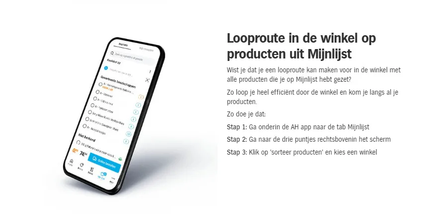 Zo werkt de tool van Albert Heijn. 
