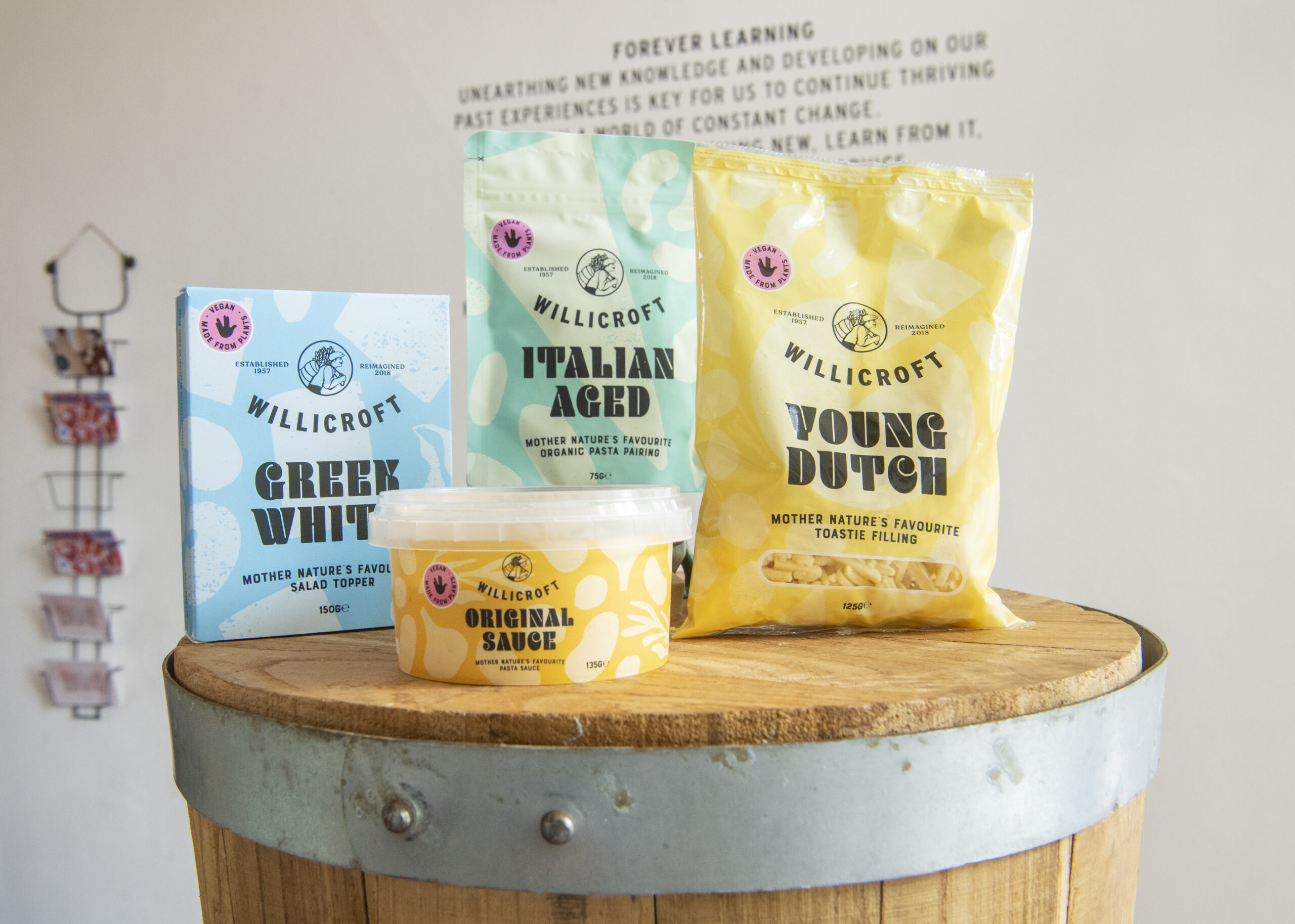 Het volledige assortiment bestaat uit Young Dutch, ‘feta’ Greek White, ‘parmezaan’ Italian Aged, Original Sauce en Original Fondue.