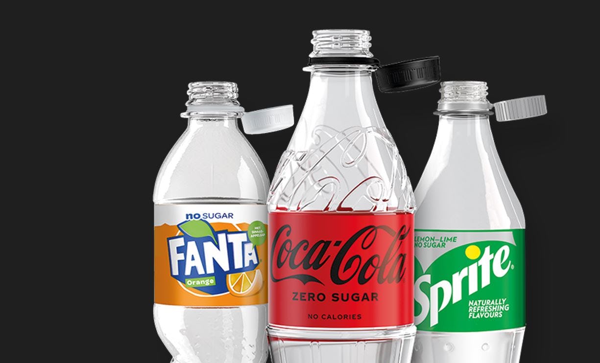 CocaCola voorkomt zwerfafval met dop die vastzit aan fles CocaCola voorkomt zwerfafval met dop die vastzit aan fles