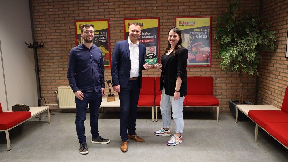 v.l.n.r.: Jasper den Boer (Trade Marketeer Westland Kaasspecialiteiten), Arie Meerkerk (Nettorama), Merlinde Warners (Trade Marketing Manager Westland Kaasspecialiteiten).