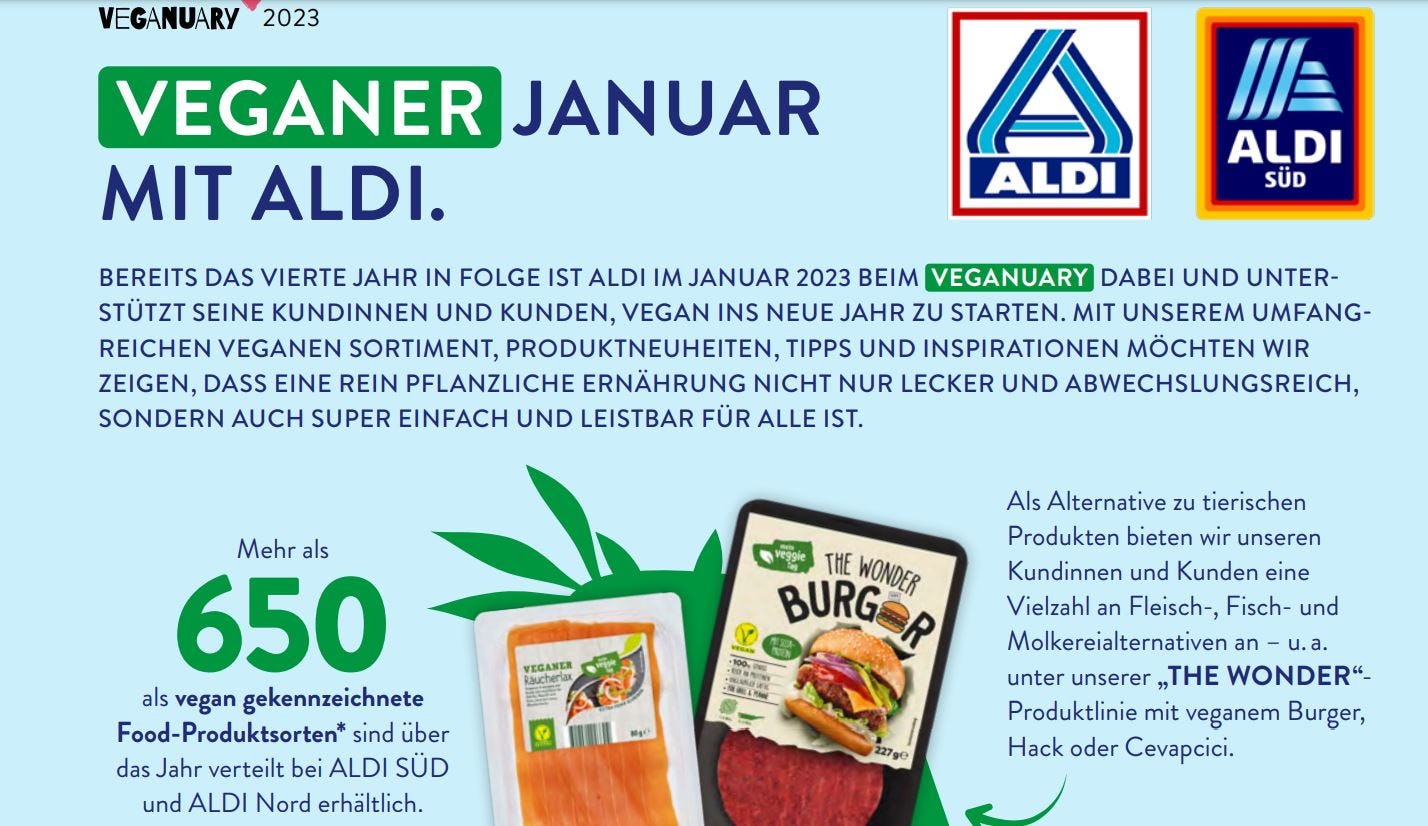 Aldi Veganuary factsheet.