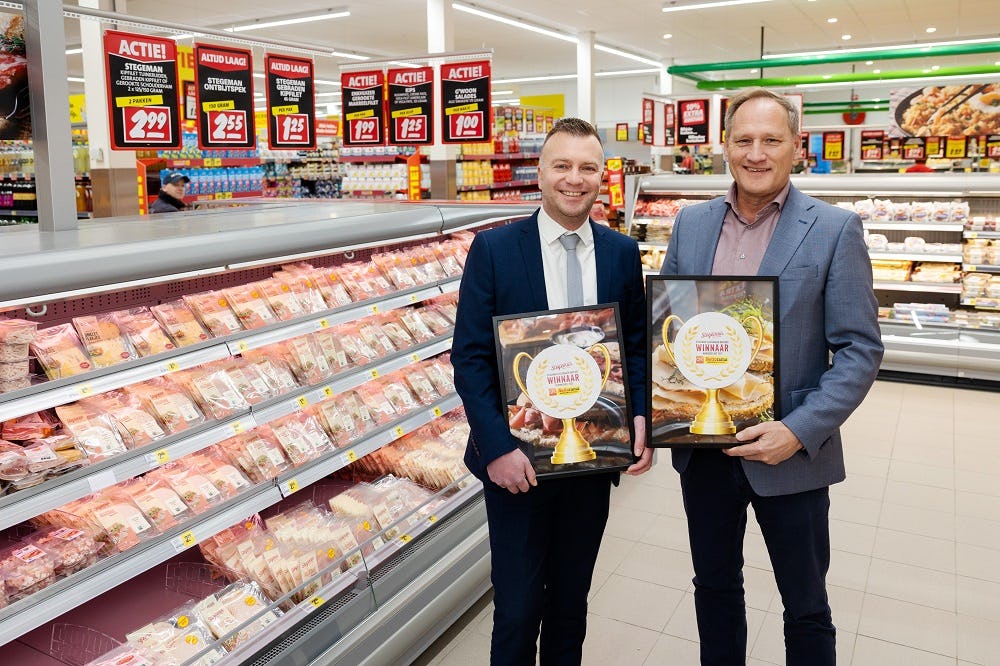 Arie Meerkerk (l) van Nettorama en Fred Valk van Stegeman.