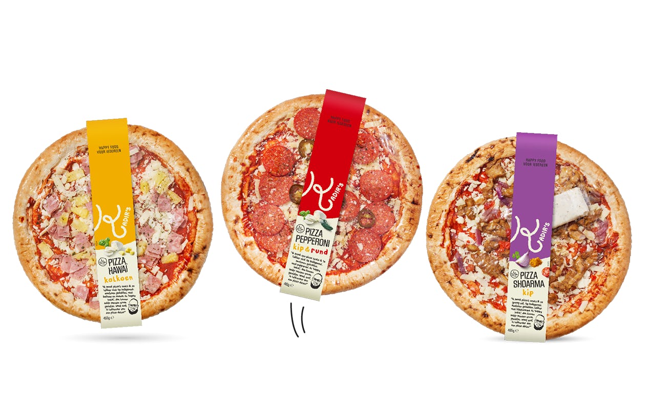 De pizza’s zijn er in een drietal smaken: Peperoni, Hawaii en Shoarma.